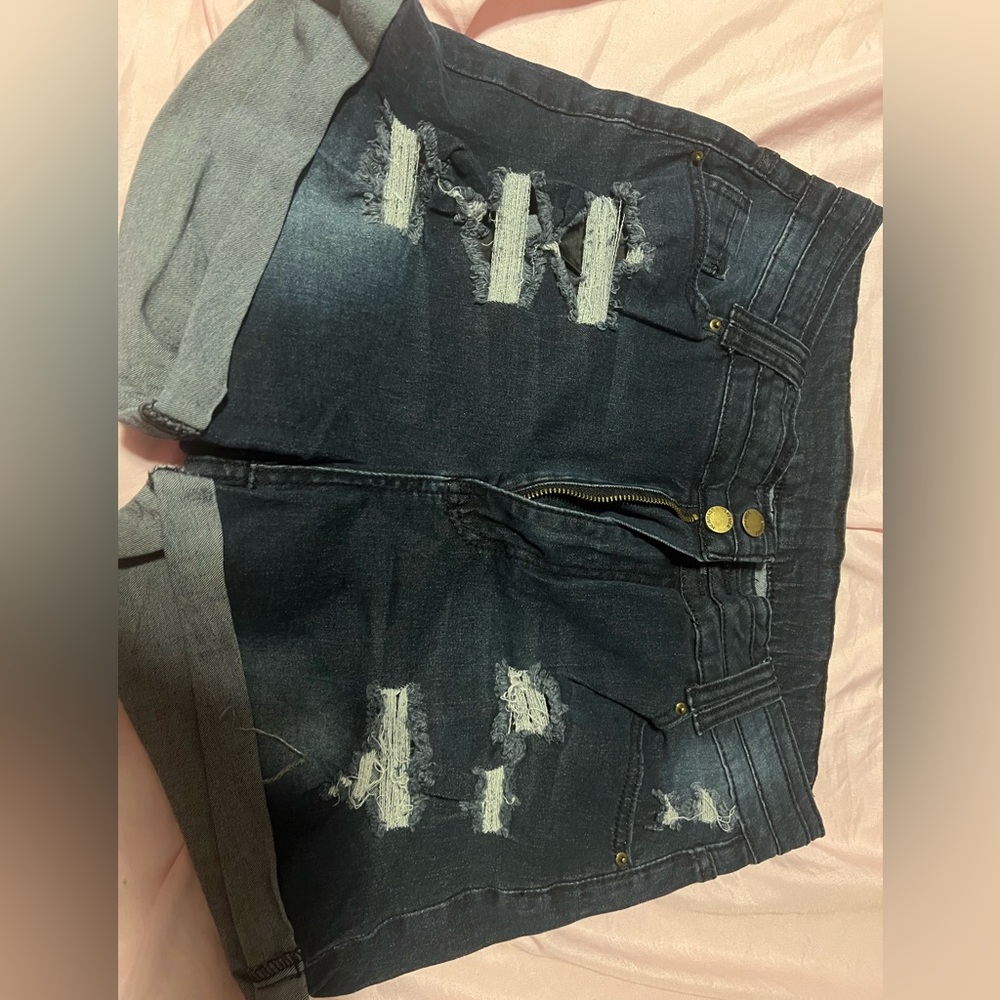 High waisted jean shorts